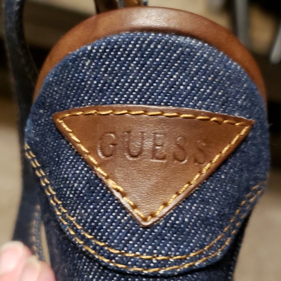 New Guess Tilden Denim Wedge Sandal Size 7.5 - Picture 12 of 14